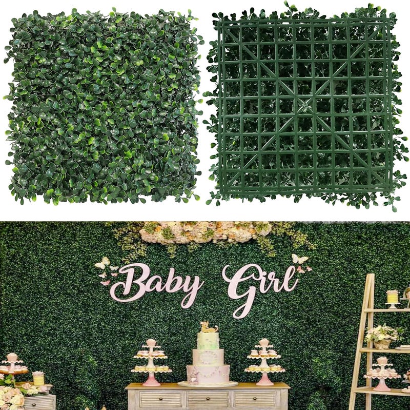 NETAP Grass Wall Panels, 10"x 10"(12pcs) 4-Layer Artificial Boxwood Faux Green Wall for Interior, Garden Party Wedding Backdrop, Indoor Outdoor Plant Wall Decor - Image 1